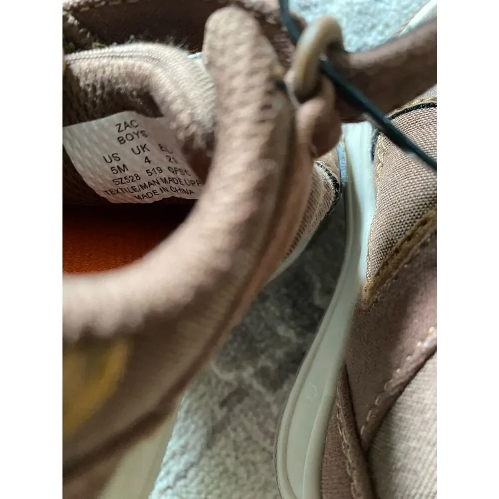 Stride Rite-Baby Walker Brown Canvas Sneakers with Velcro stretchy laces